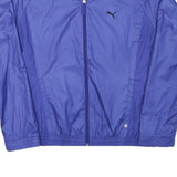 PUMA Womens Blue Polyester Blend Track Jacket L Zip Plain Sport Activewear