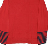 NAUTICA Womens Red & Navy Plain Pullover Cotton Blend Jumper XL Button Detail