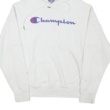CHAMPION Mens White Pullover Hoodie S Cotton Blend Casual Sportswear
