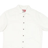 WOODY'S Mens White Shirt L Cotton Blend Casual Short Sleeve Button