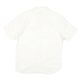 WOODY'S Mens White Shirt L Cotton Blend Casual Short Sleeve Button