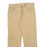 CARHARTT Mens Beige Relaxed Straight Trousers W32 L30 Cotton Blend Workwear Zip