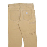 CARHARTT Mens Beige Relaxed Straight Trousers W32 L30 Cotton Blend Workwear Zip