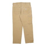 CARHARTT Mens Beige Relaxed Straight Trousers W32 L30 Cotton Blend Workwear Zip