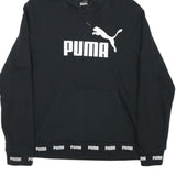 PUMA Womens Black Hoodie XL Cotton Blend Pullover Logo Print Casual