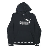 PUMA Womens Black Hoodie XL Cotton Blend Pullover Logo Print Casual