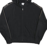 CHAMPION Womens Black Full Zip Hoodie M Logo Tape Casual Streetwear