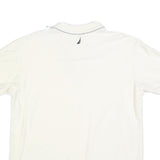 NAUTICA Mens White Short Sleeve Plain M Cotton Blend Polo Shirt Casual Classic