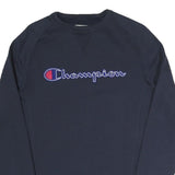 CHAMPION Mens Navy Blue Crew Neck S Cotton Blend Logo Sweatshirt