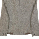 Womens Beige & Brown Wool Button Collar Jacket S Woven Tweed Classic Winter Wear