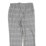 DELMOD Womens Wool Blend Grey Check Regular Straight Trousers W34 L28 Classic