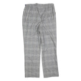 DELMOD Womens Wool Blend Grey Check Regular Straight Trousers W34 L28 Classic