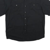 WRANGLER Mens Black Casual Cotton Blend Short Sleeve Shirt L Button Pocket