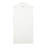 TAHARI Womens White Sleeveless Roll Neck Top M Cotton Blend Elegant Basics