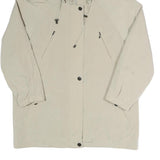 NAUTICA Womens Beige Polyester Hooded Zip Jacket L Plain Long Sleeve Casual