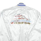 BIRDIE Mens White Satin Button Nylon Varsity Jacket L U S Coast Guard