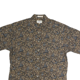 CAMPIA MODA Mens Brown & Beige Floral Pattern Shirt L Cotton Casual Short Sleeve
