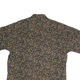CAMPIA MODA Mens Brown & Beige Floral Pattern Shirt L Cotton Casual Short Sleeve