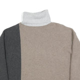 FRENCH CONNECTION Womens Beige & Grey Colourblock Plain Turtle Neck Jumper Wool