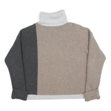 FRENCH CONNECTION Womens Beige & Grey Colourblock Plain Turtle Neck Jumper Wool