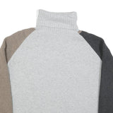 FRENCH CONNECTION Womens Beige & Grey Colourblock Plain Turtle Neck Jumper Wool