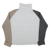FRENCH CONNECTION Womens Beige & Grey Colourblock Plain Turtle Neck Jumper Wool