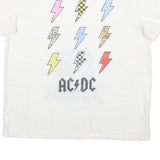ACDC Womens White Lightning Bolt Graphic T-Shirt XL Short Sleeve Crew Neck