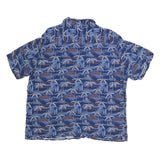 CHAPS Mens Blue Hawaiian Shirt 2XL Cotton Blend Tropical Palm Print Casual
