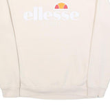 ELLESSE Womens Cream Sweatshirt Crew Neck UK 10 Cotton Pullover Casual
