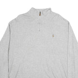 POLO RALPH LAUREN Mens Grey Cotton Plain Half Zip Jumper 2XL Casual Sweatshirt