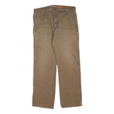 DICKIES Mens Regular Fit Straight Cotton Blend Brown Zip W34 L30 Workwear Jeans