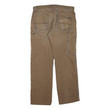 DICKIES Mens Regular Fit Straight Cotton Blend Brown Zip W34 L30 Workwear Jeans