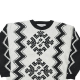 SWEET BABY JANE Womens Black & White Patterned Jumper Crew Neck Basic Knit M