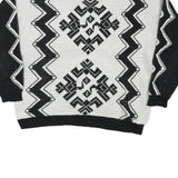SWEET BABY JANE Womens Black & White Patterned Jumper Crew Neck Basic Knit M