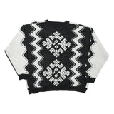 SWEET BABY JANE Womens Black & White Patterned Jumper Crew Neck Basic Knit M
