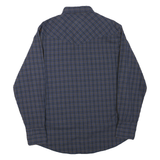 WRANGLER Mens Blue & Brown Check Shirt L Long Sleeve Button Cotton Blend