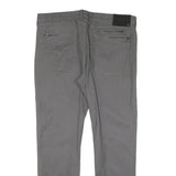 GUESS Mens Cotton Blend Grey Slim Straight Trousers W36 L30 Casual Smart Zip