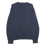 NAUTICA Mens Navy Blue & White Plain Crew Neck Basic Knit Jumper M Cotton