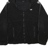 DKNY Womens Black Zip Up Hooded Polyester Blend Jacket L Fleece Casual