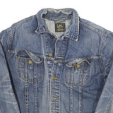 LEE Womens Blue Denim Jacket L Cotton Blend Button Closure Casual Outerwear