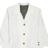 Womens White Button Jacket L Polyester Blend Plain Classic Stylish Outerwear
