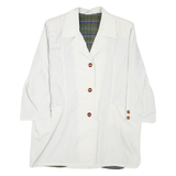 Womens White Button Jacket L Polyester Blend Plain Classic Stylish Outerwear