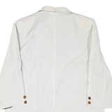 Womens White Button Jacket L Polyester Blend Plain Classic Stylish Outerwear