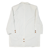 Womens White Button Jacket L Polyester Blend Plain Classic Stylish Outerwear
