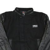 CANADA Mens Black & Black Wool Blend Bomber Jacket M Leather Sleeves Button