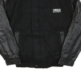 CANADA Mens Black & Black Wool Blend Bomber Jacket M Leather Sleeves Button