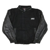 CANADA Mens Black & Black Wool Blend Bomber Jacket M Leather Sleeves Button