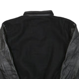 CANADA Mens Black & Black Wool Blend Bomber Jacket M Leather Sleeves Button