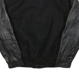 CANADA Mens Black & Black Wool Blend Bomber Jacket M Leather Sleeves Button