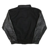 CANADA Mens Black & Black Wool Blend Bomber Jacket M Leather Sleeves Button